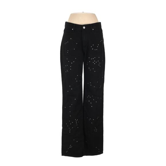 Paige Black Wide Jeans Zodiac Rhinestone Embellished 28 X 35 RARE - Picture 1 of 3